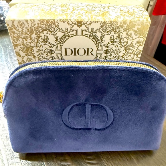DIOR Blue Velvet Cosmetic Makeup Bag NIB - Picture 1 of 2